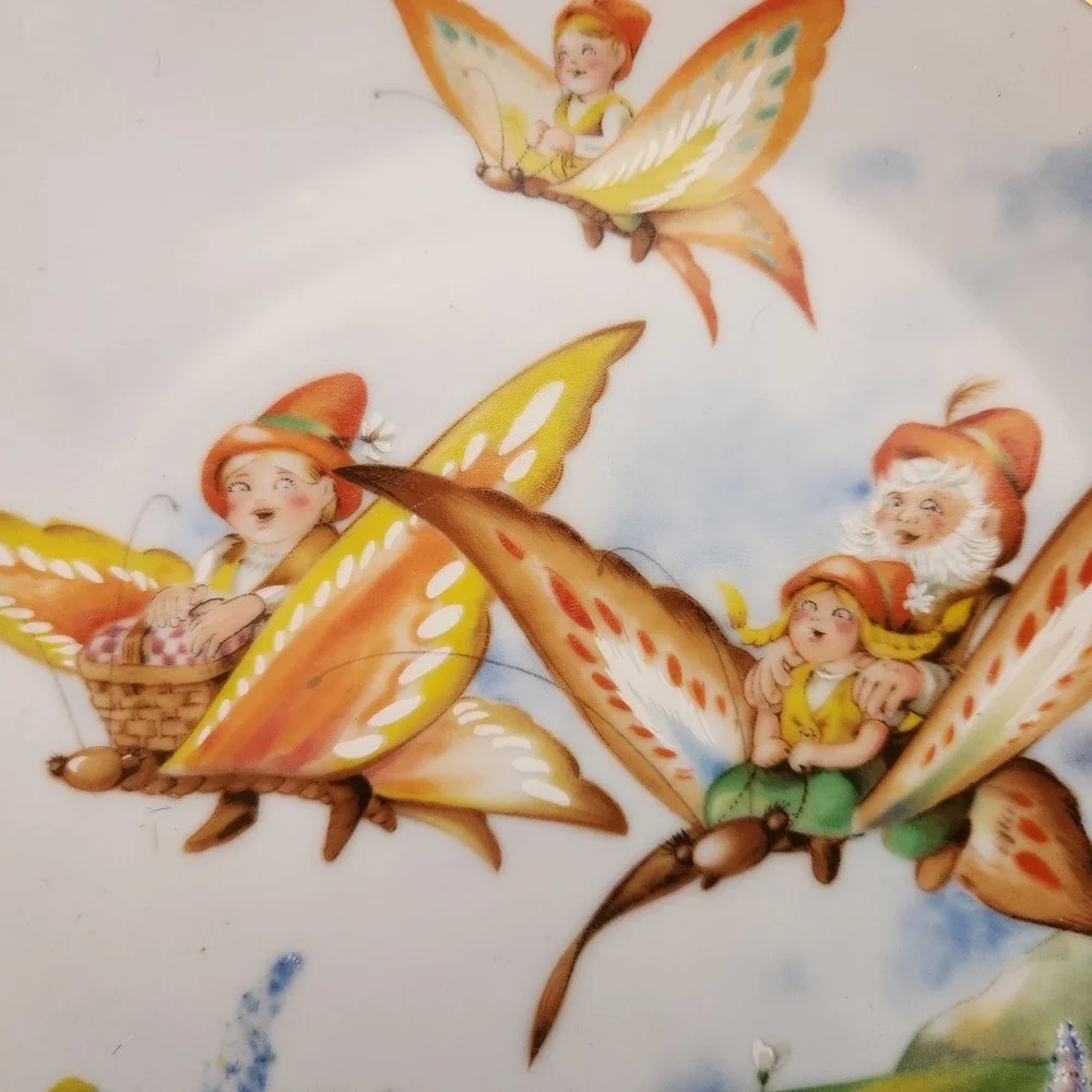 Fantasy Fairy Collector Plate Woodmere Off to the Picnic Seima Little People Vtg